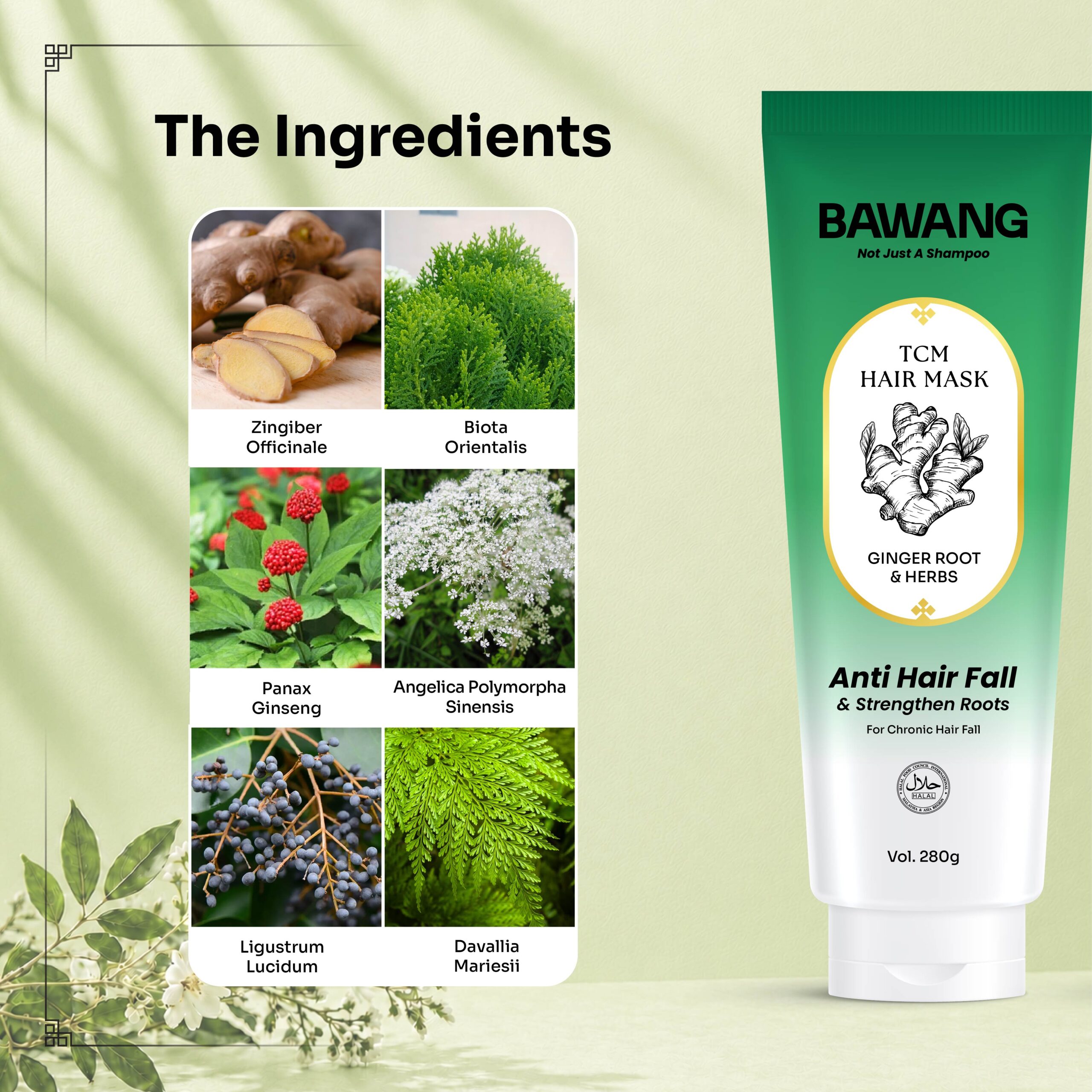 BAWANG Anti Hair Fall & Strengthen Roots TCM Hair Mask 280g - Image 2