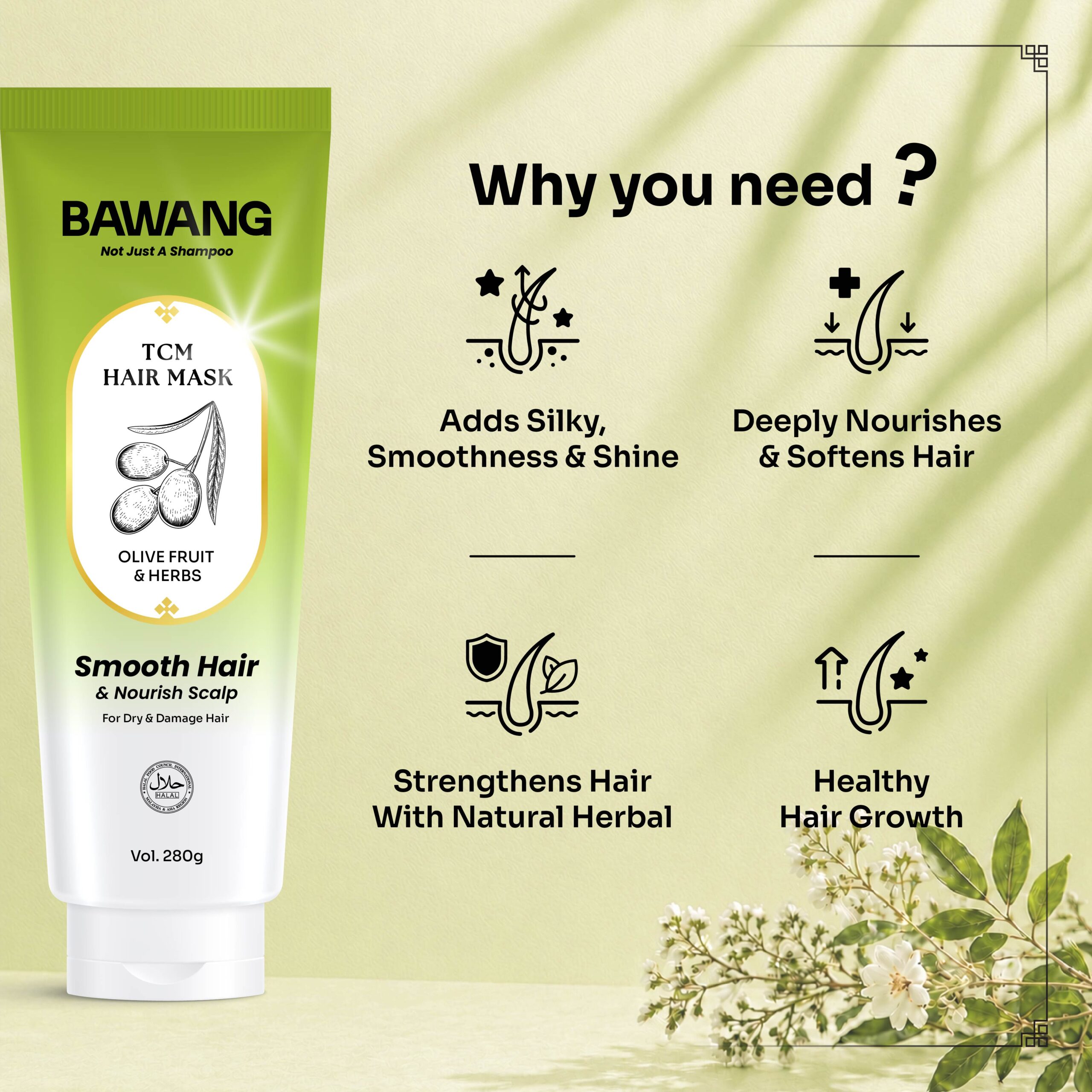 BAWANG Smooth Hair & Nourish Scalp TCM Hair Mask 280g - Image 3