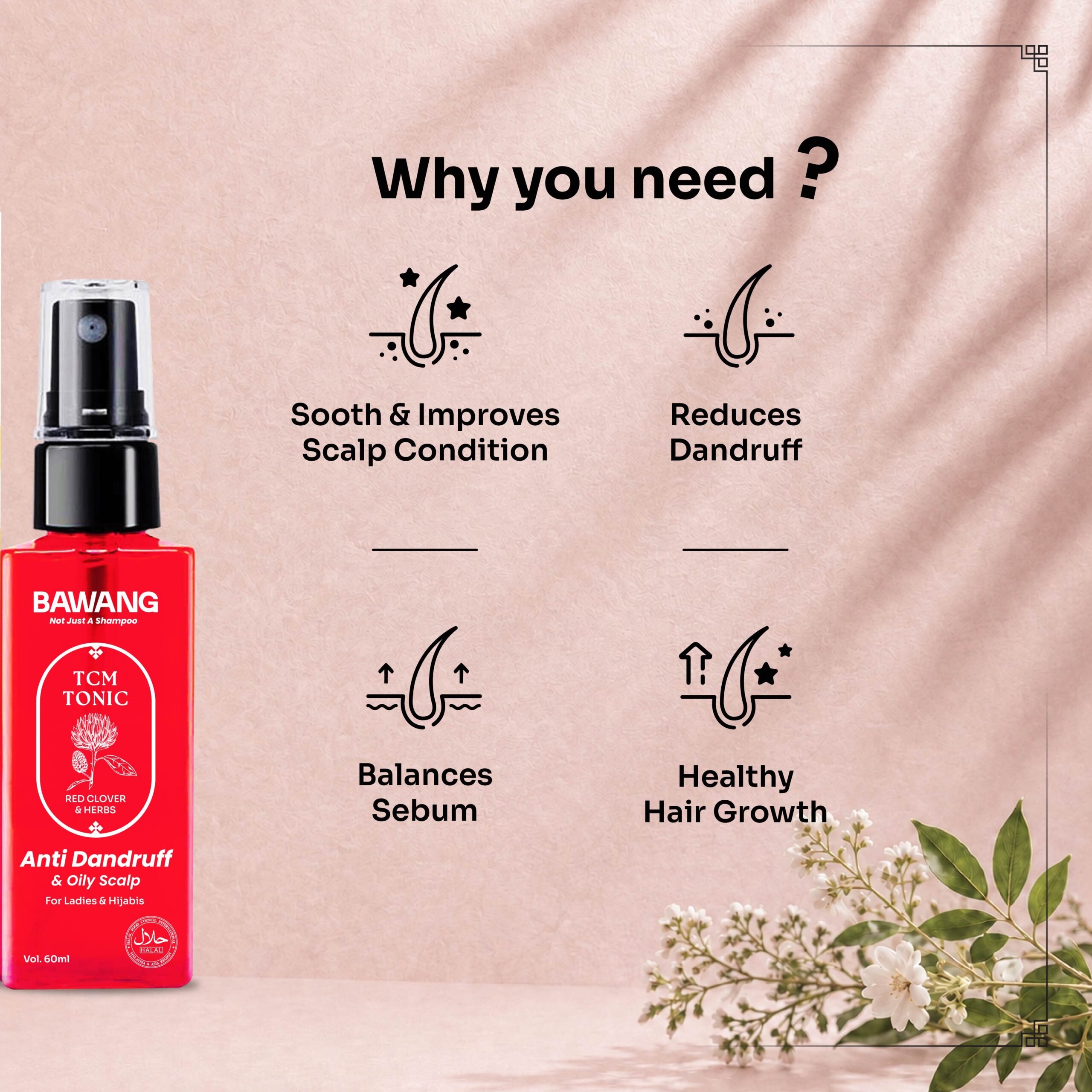 BAWANG Anti Dandruff & Oily Scalp TCM Tonic 60ML - Image 3