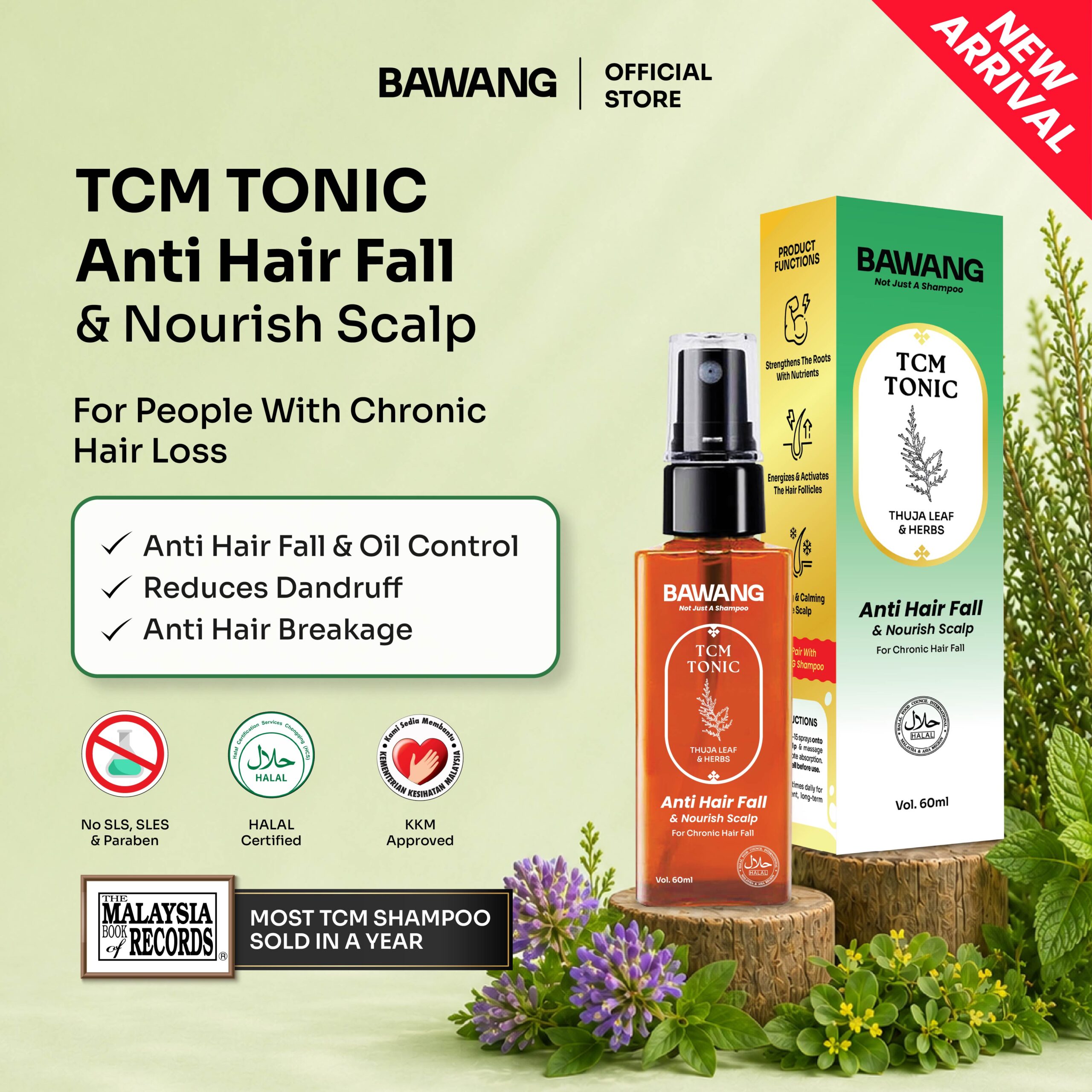 BAWANG Anti Hair Fall & Nourish Scalp TCM Tonic 60ML