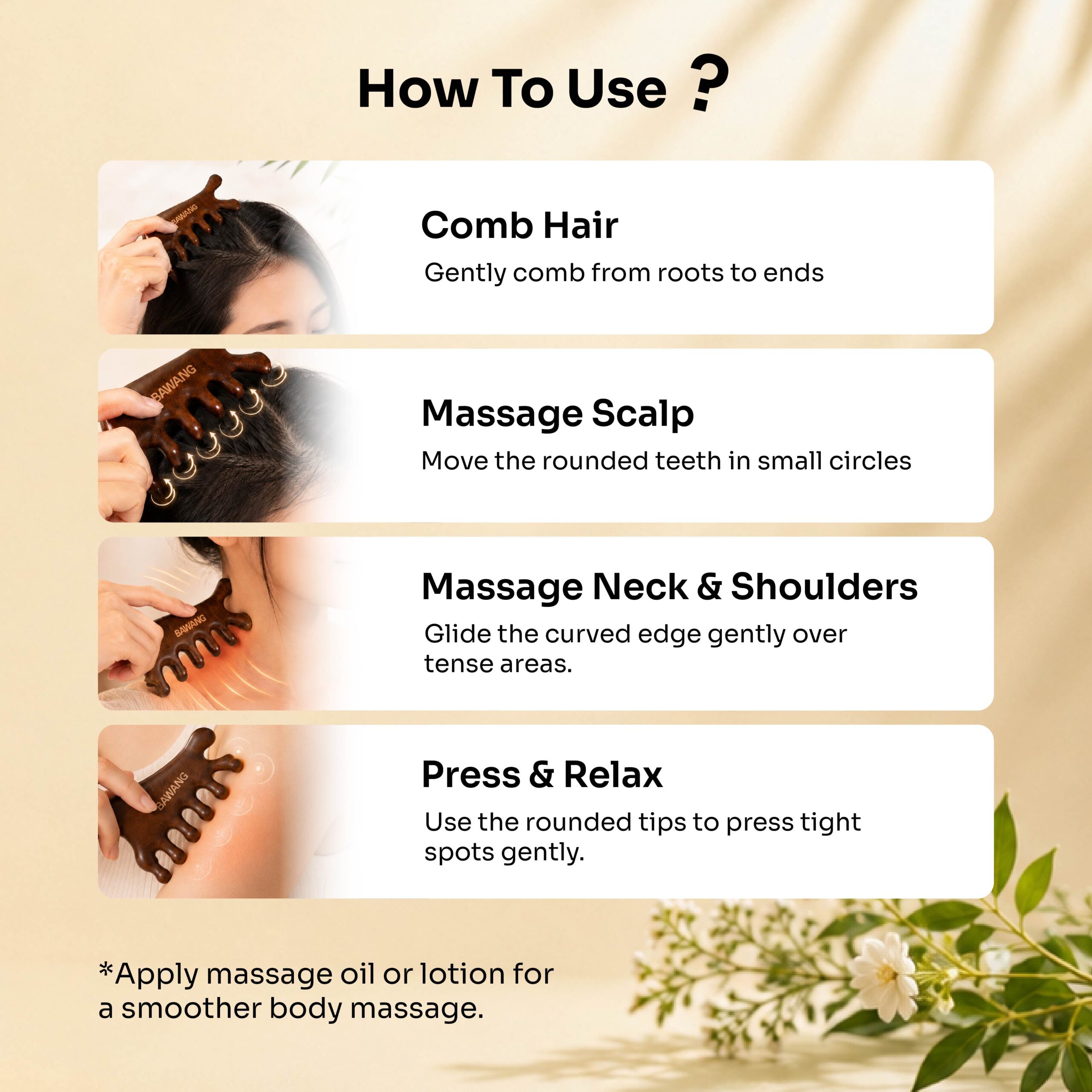 BAWANG Meridian Wooden Massage Comb | Sikat Urat Saraf - Image 4